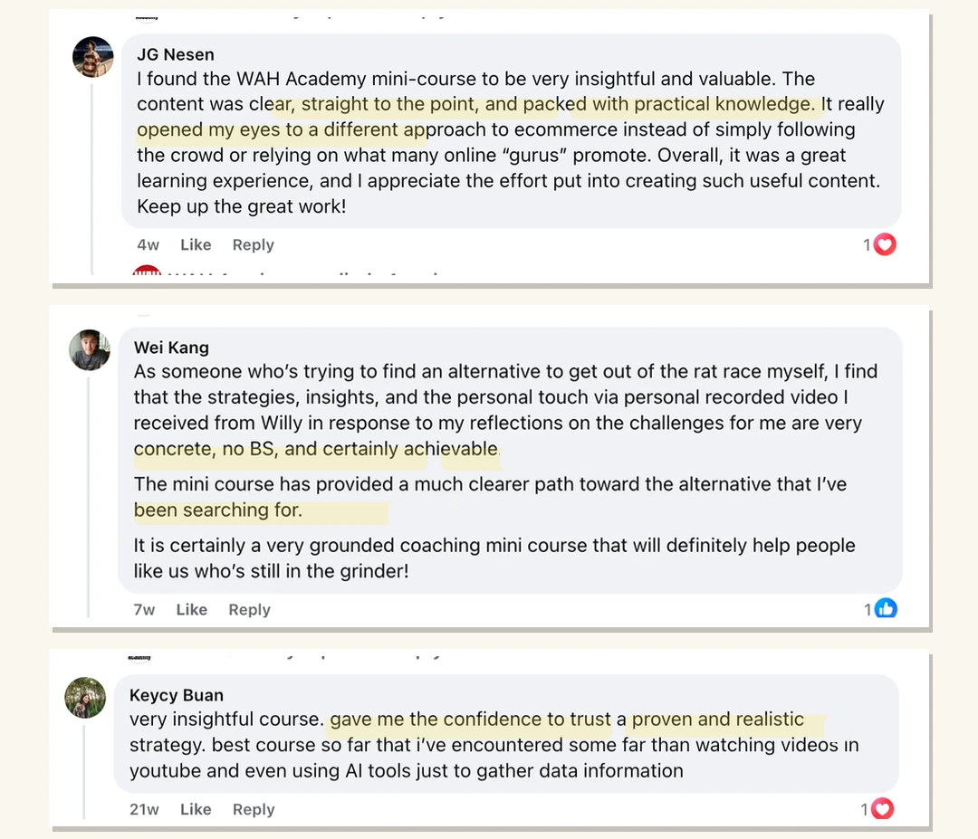 Readable grouped feedback from WAH Academy participants