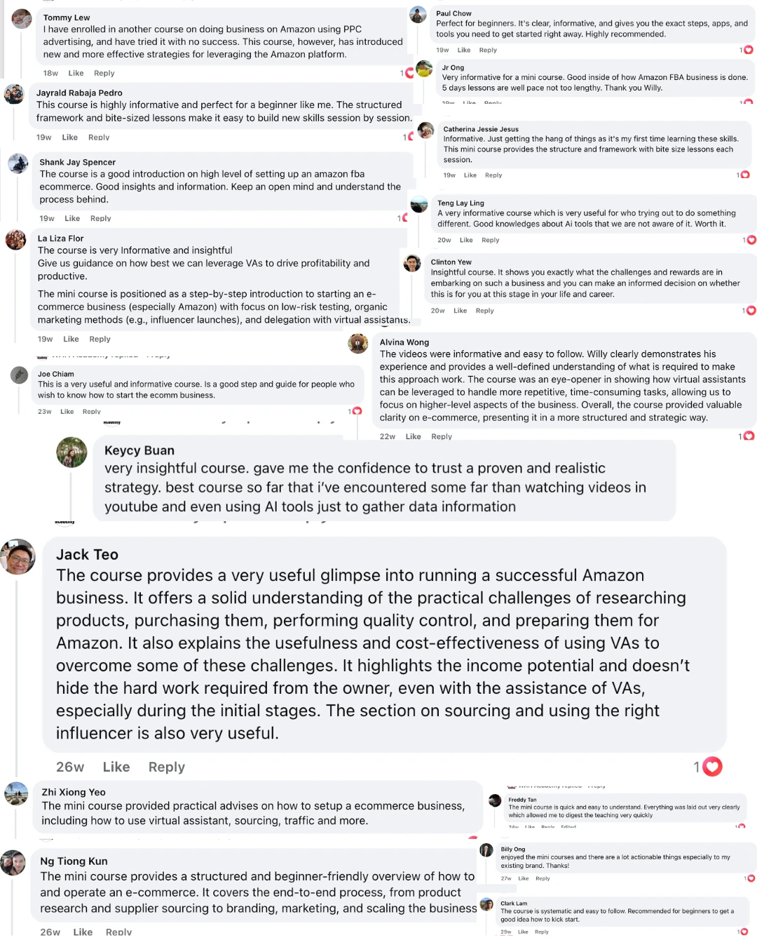 Additional real student feedback and comments